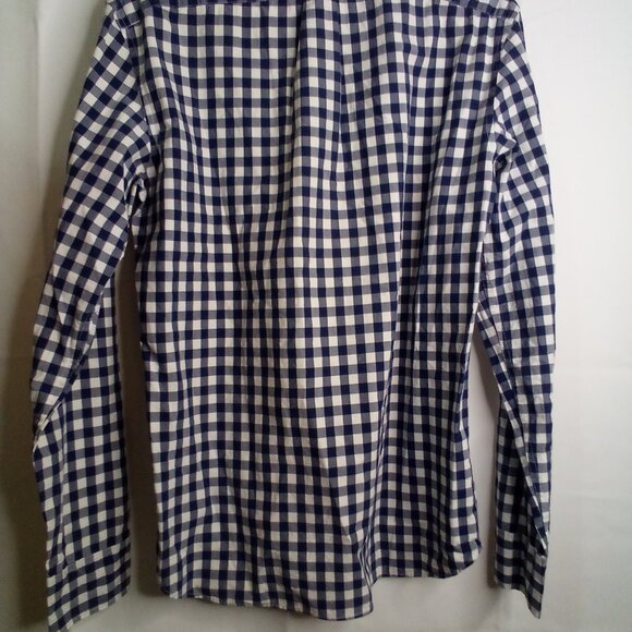 J Crew Shirt Men M Slim Button Down Long Sleeve Check Pattern Blue White - Picture 10 of 15